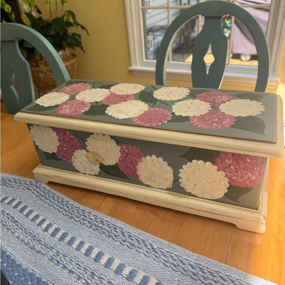 Floral Hand-Painted Decorative Wood Box